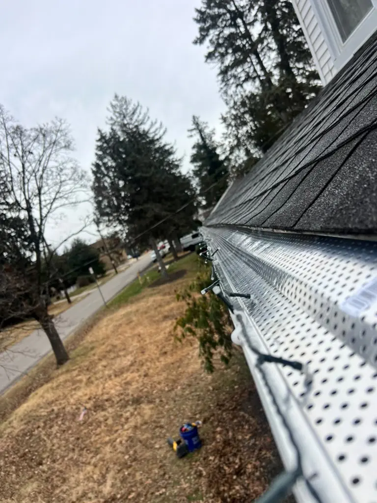 Gutter guard fitted to a seamless gutter