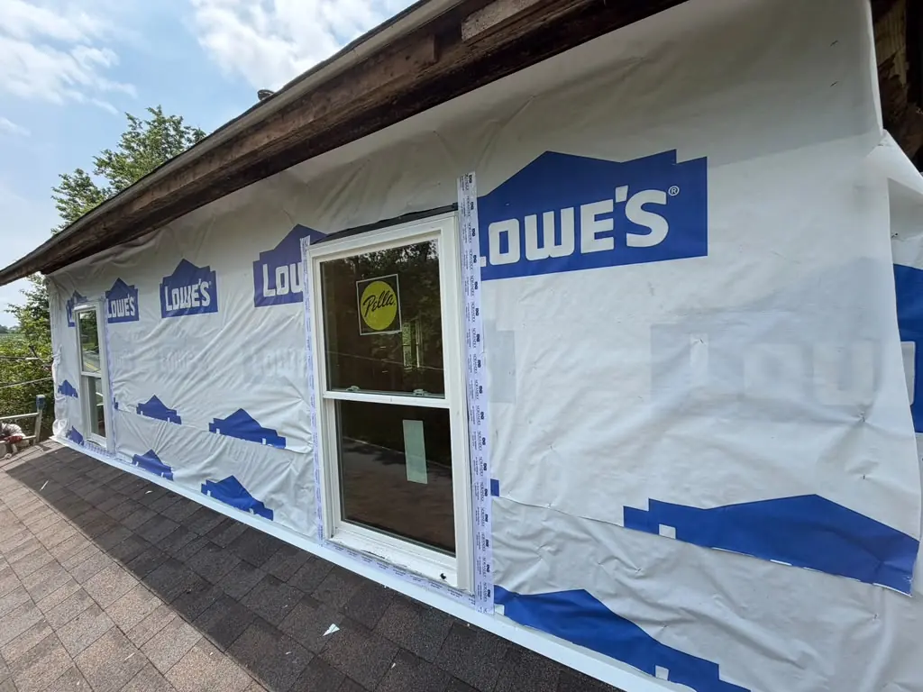 New house wrap installed before siding